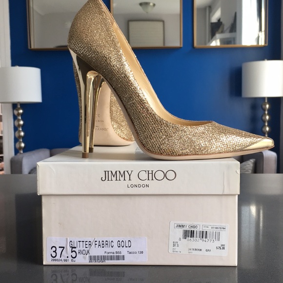 NEW Jimmy Choo Gold Glitter Anouk - Size 7.5 - Picture 2 of 6